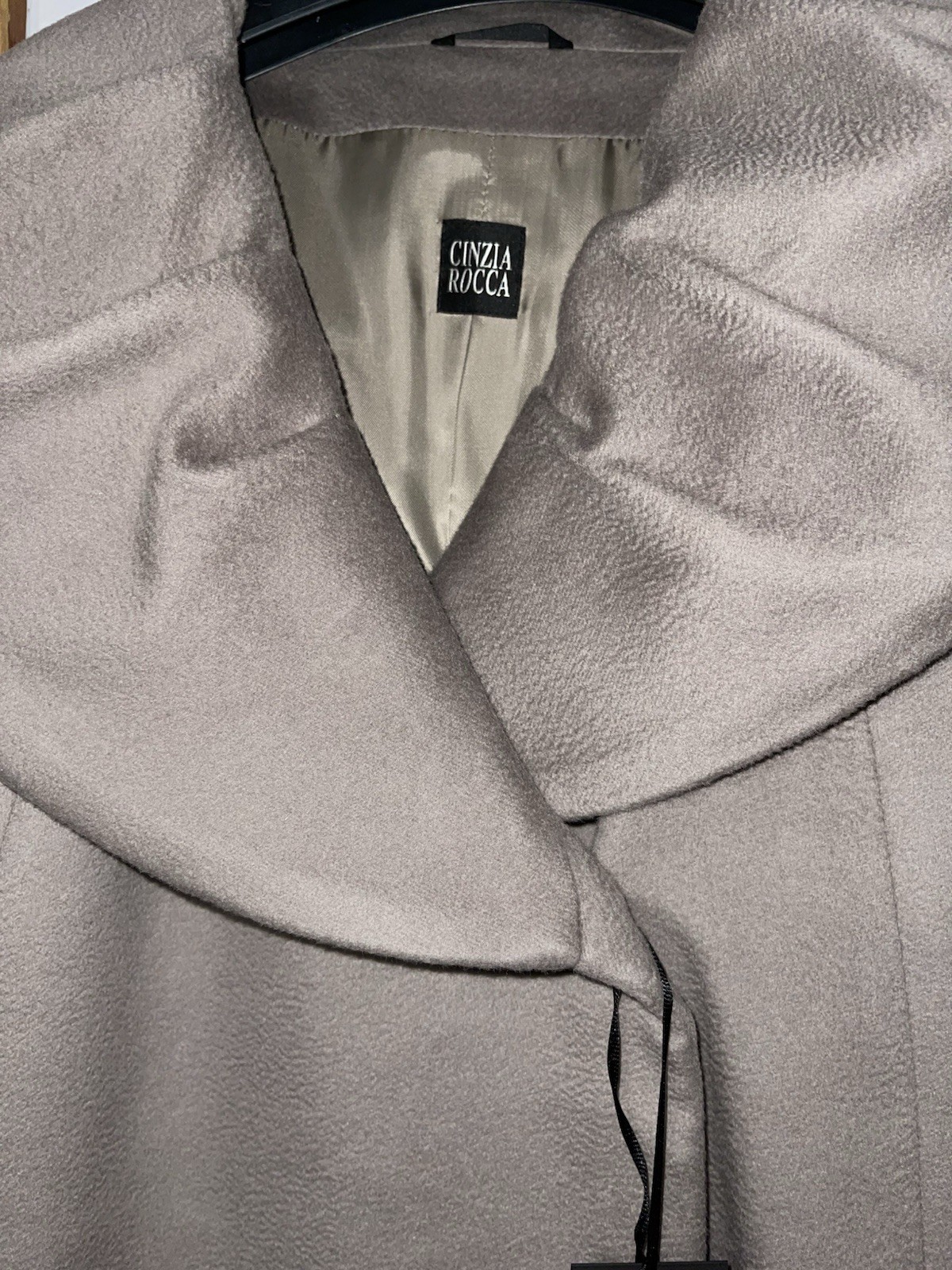 Cinzia Rocca Virgin Wool Coat Woman’s 8 Light Taupe Brand New Made In Italy