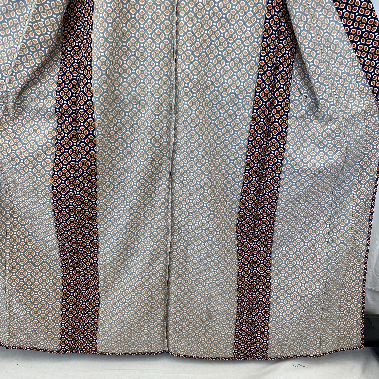 Japanese Vintage Kimono Polyester Navy No Lining Komon Traditional Length 63 in