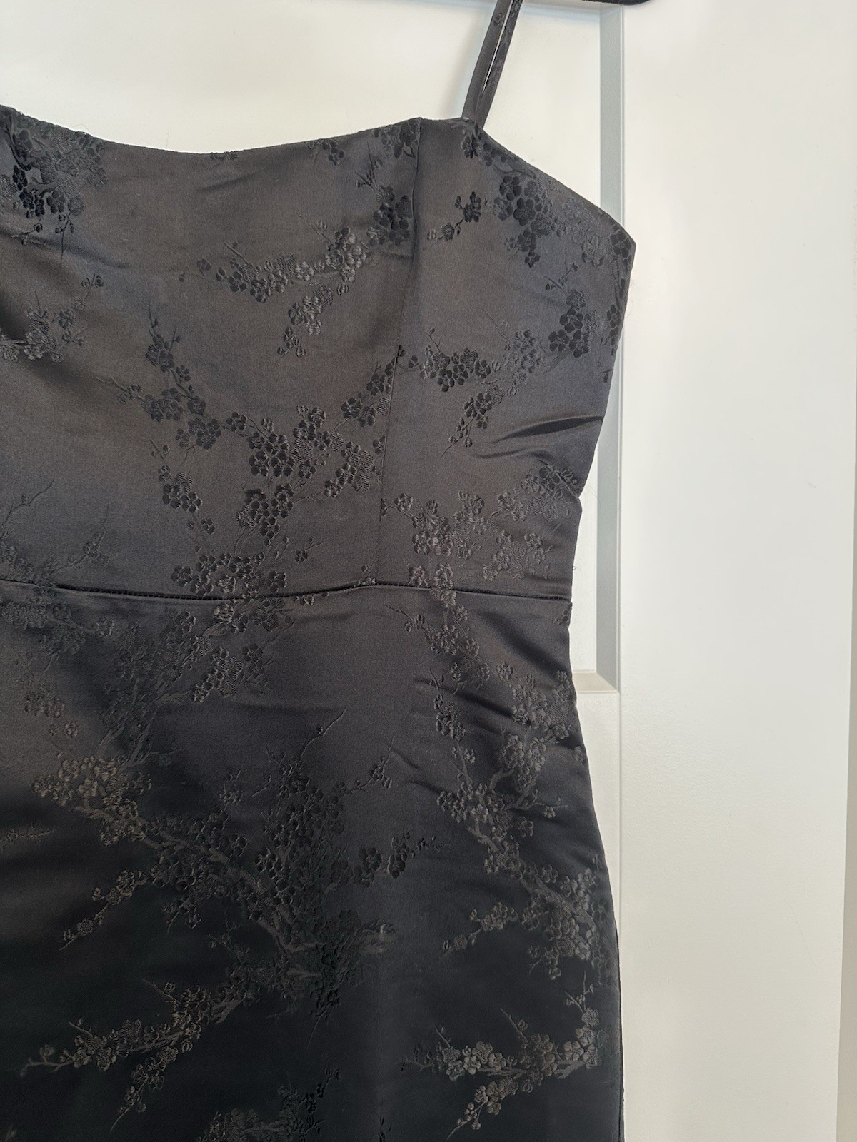 Realisation Par Black Floral Square Neck Spaghetti Strap Mini Slip Dress 6