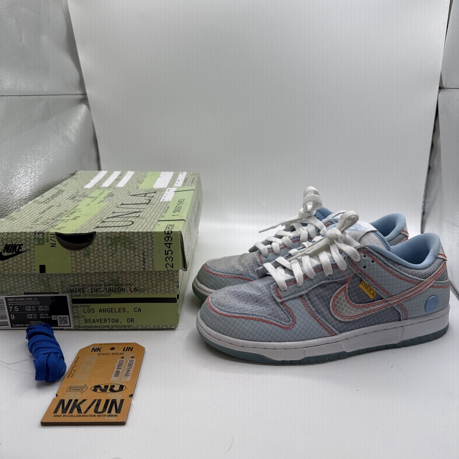 Nike Dunk Low x Union LA Passport Pack Argon Blue DJ9649-400 Us 7.5 READ