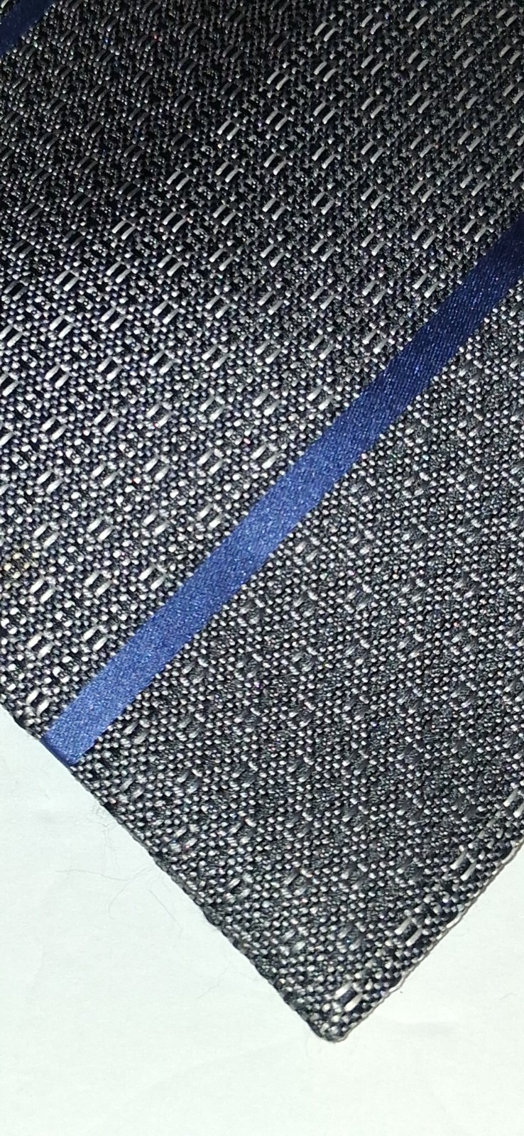 Ermenegildo zegna Men’s Silk Necktie Grey Base with Deep Blue Diagonal Stripes.