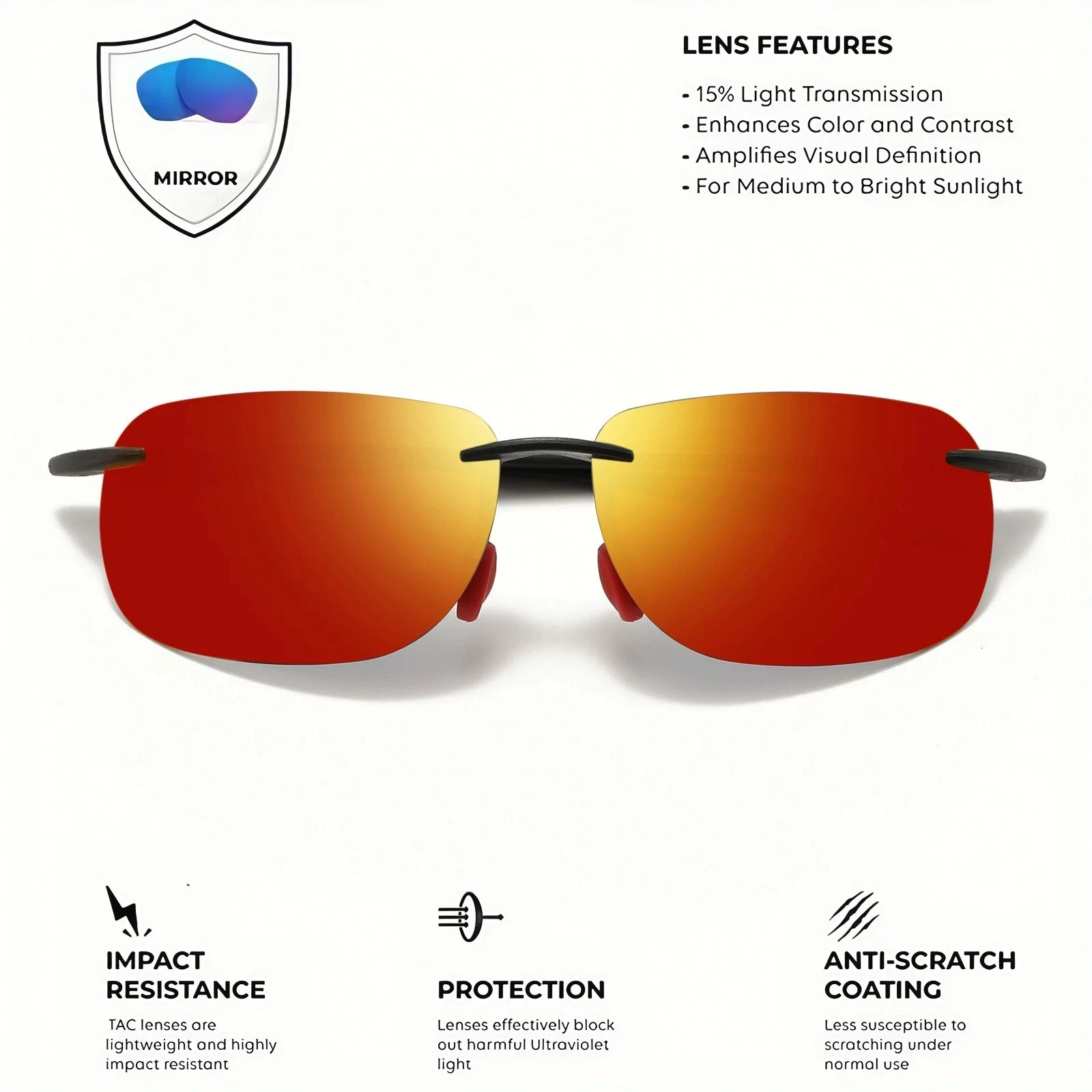 Rimless TR90 Sunglasses Polarized UV400 Lenses Lightweight Outdoor Men Glasses