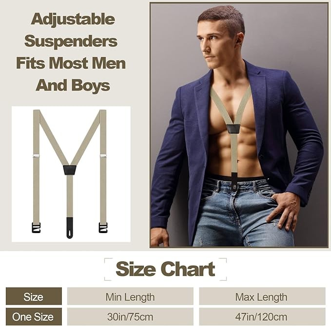 Hidden Suspenders for Untucked Men Under Shirt Under Clothing Y Back Suspende…