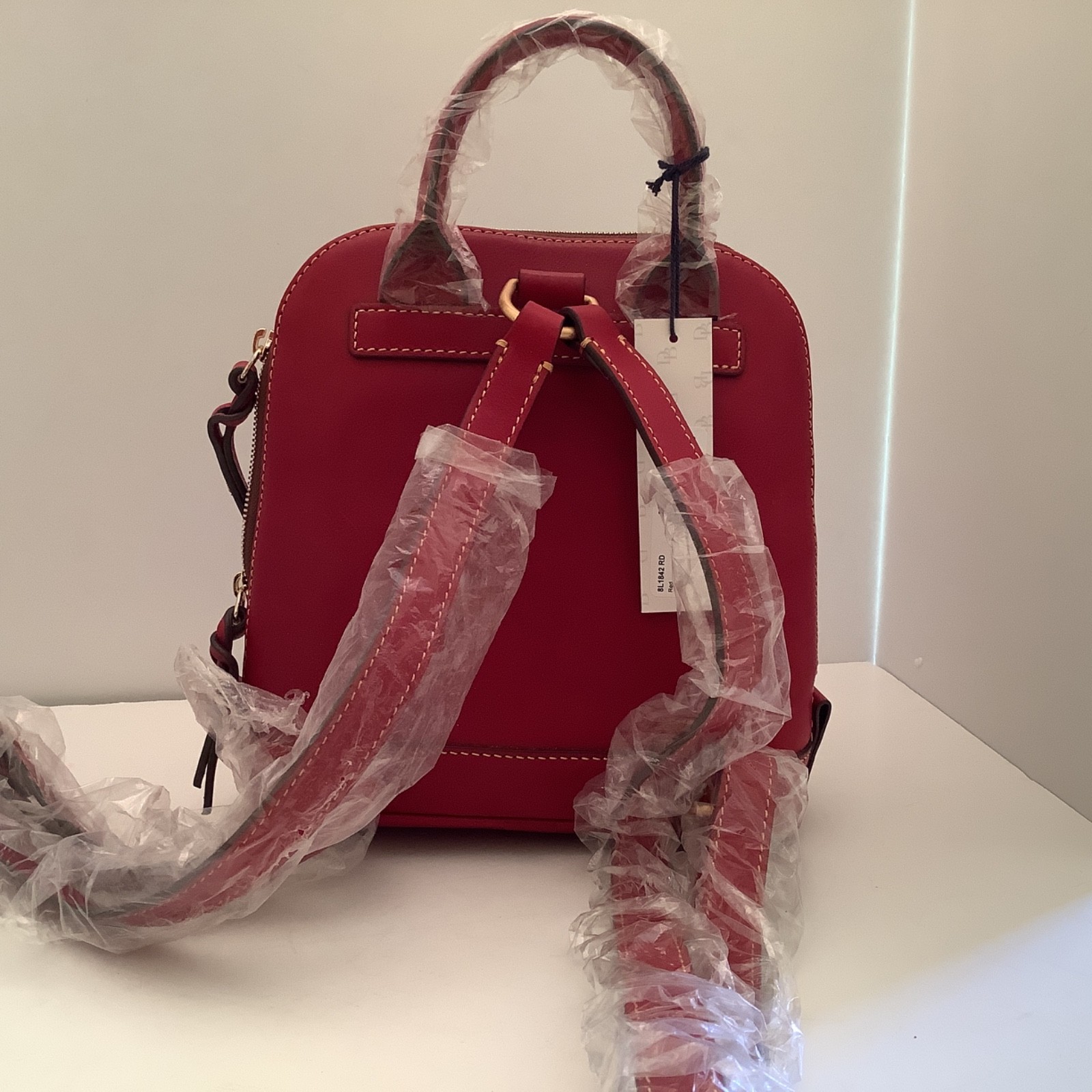 Dooney & Bourke Florentine Red Small Zip Pod Backpack New