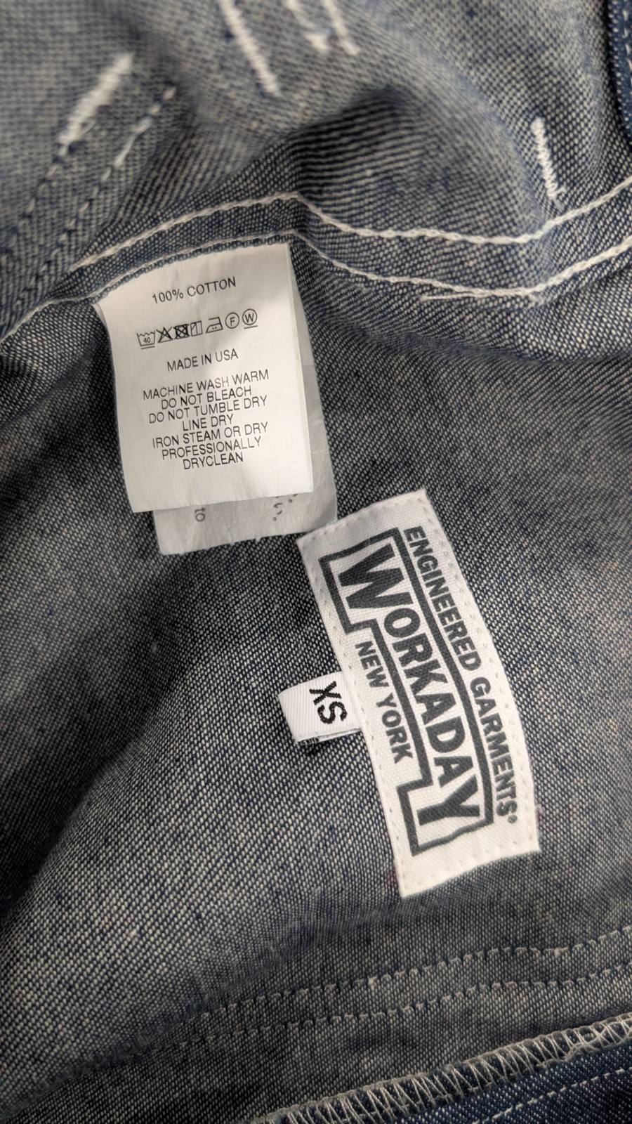 Engineered Garments Workaday Fatigue Pant XS Indigo 8oz Denim Tapered Cinch Blue