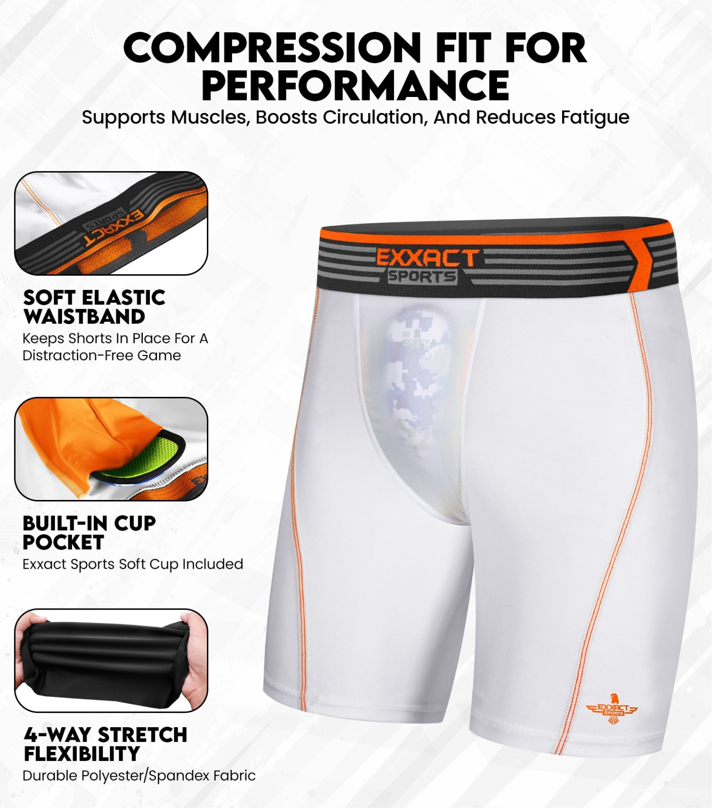 Exxact Sports Men Compression Shorts with Soft Athletic Cup for Baseball Footb
