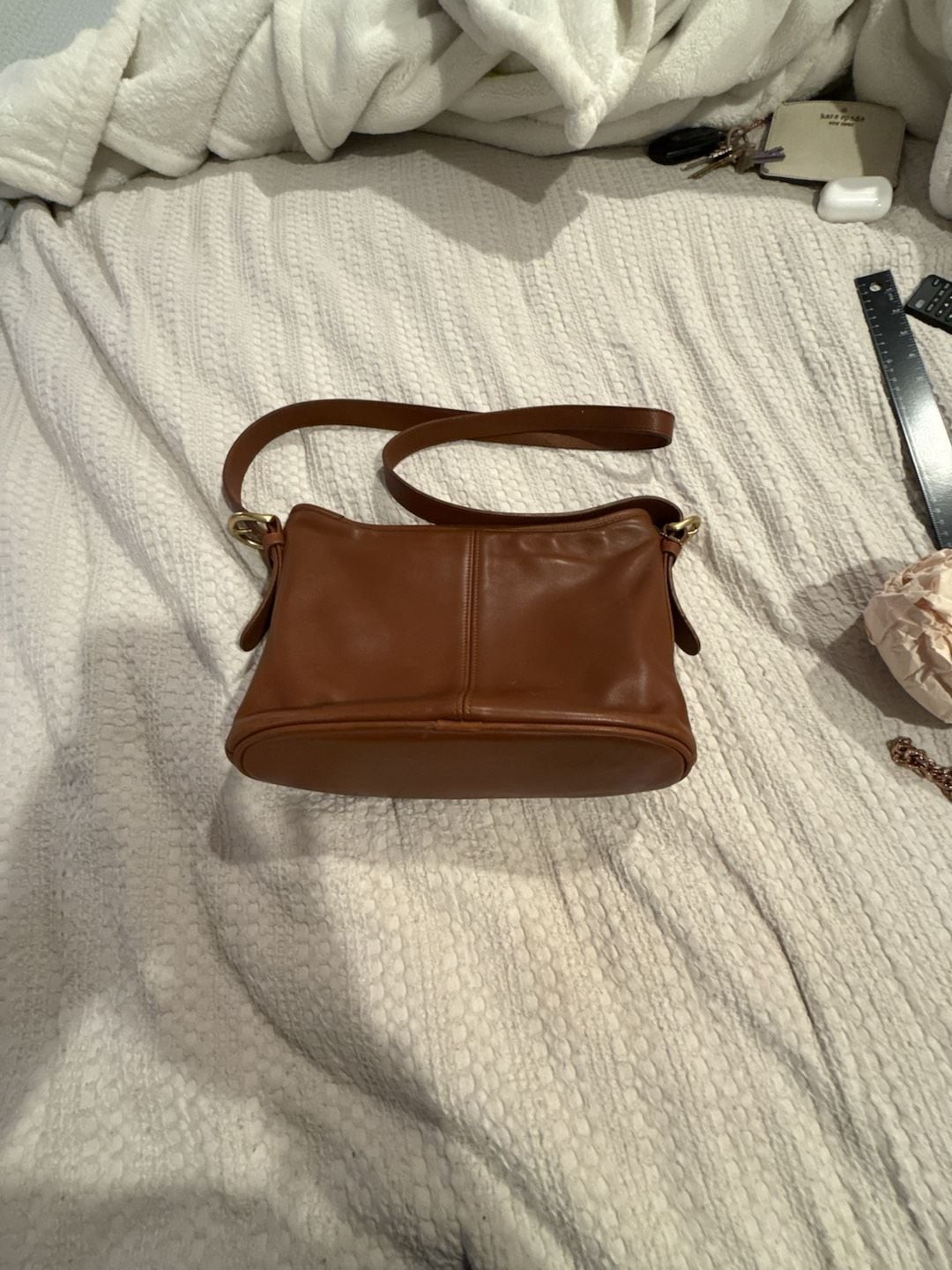 Vintage Coach Leather Shoulder Bag in British Tan