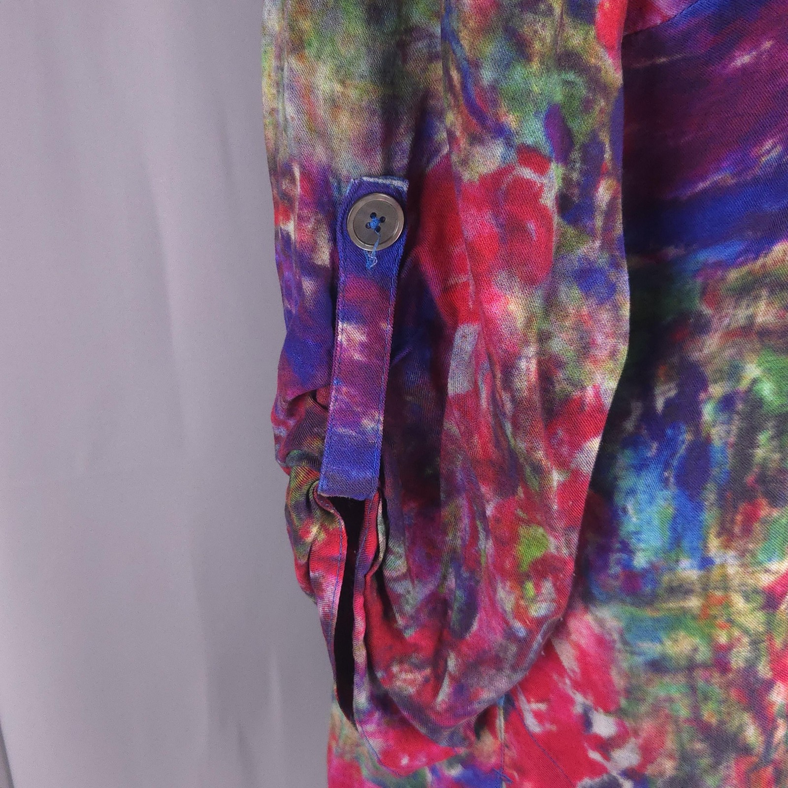 John Mark Shirt Womens Large Abstract Print Button Front Rayon Art Top Blouse