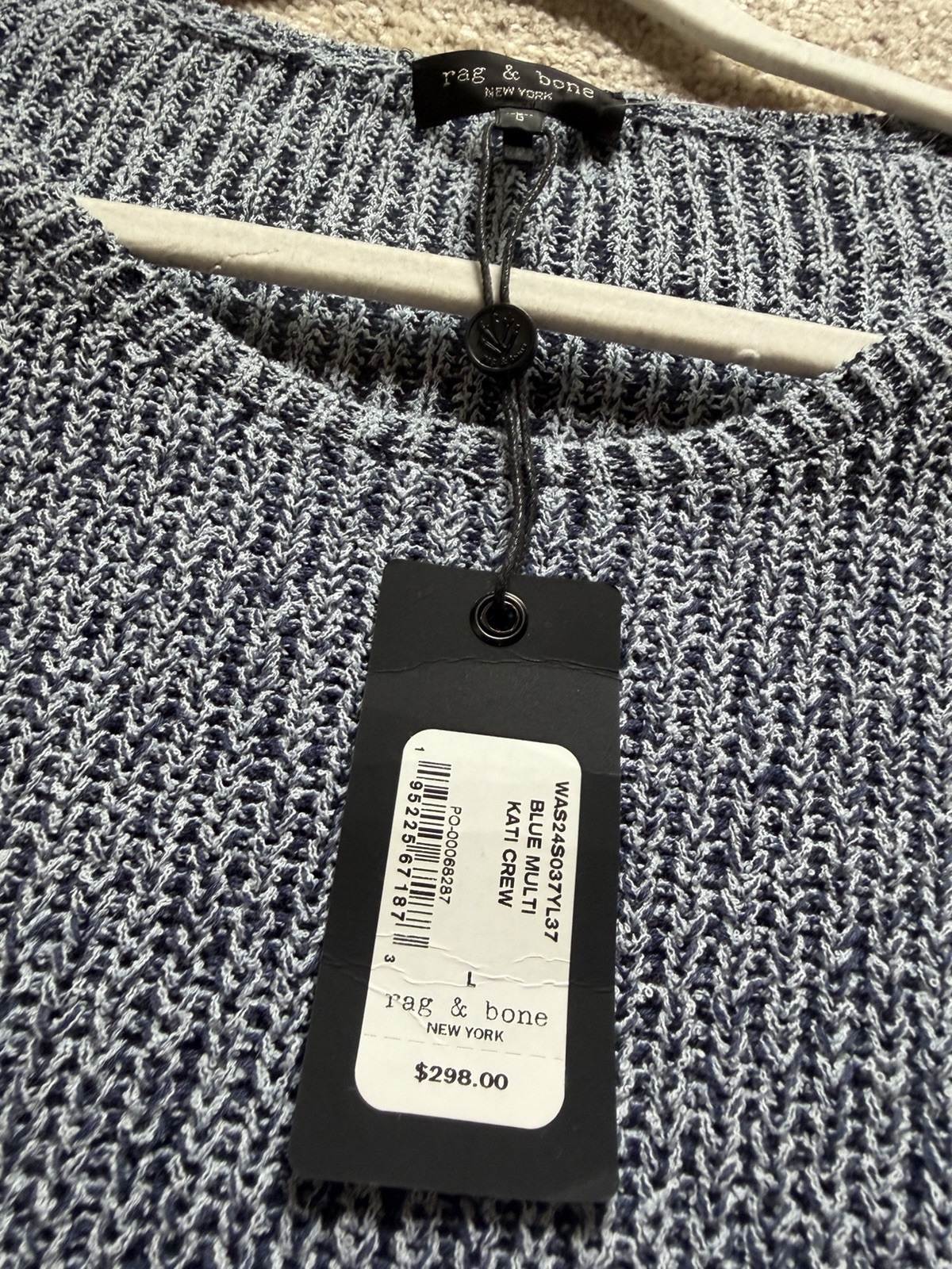 rag & bone Women’s Blue/Gray Colorblock Crew Neck Pullover Sweater L