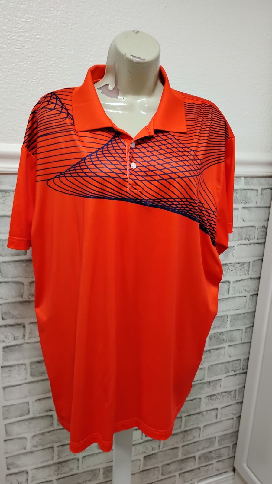 SR Performance Men’s XL Red with Black Stripes Polo Shirt