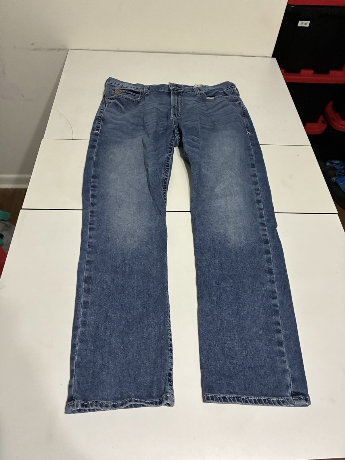 Ariat M2Jeans 40×34 Medium Wash Relaxed Bootcut Whiskered Western Cowboy Work