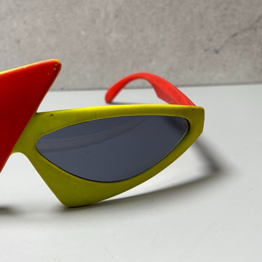 1980s New Wave Futuristic Sunglasses 1989 Orange Yellow Red Funky Punk