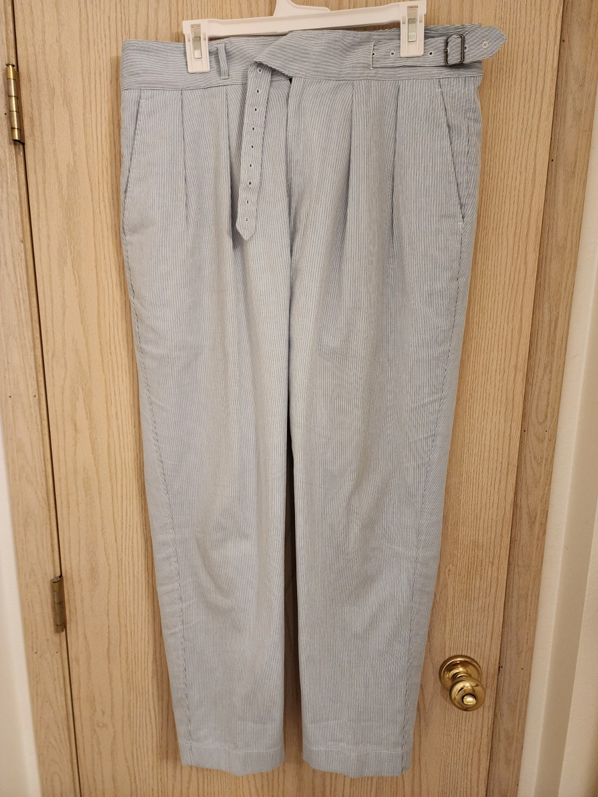 Todd Snyder Mens Pleated Light Blue/White Gurkha Cotton Cuffed Pants Size 34
