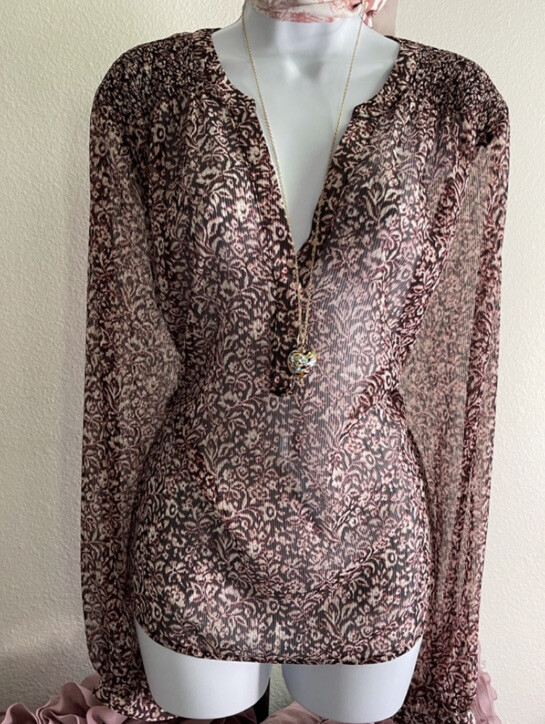 Banana Republic Blouse Animal Print Transparent Size XXL NEW 100% Authentic.