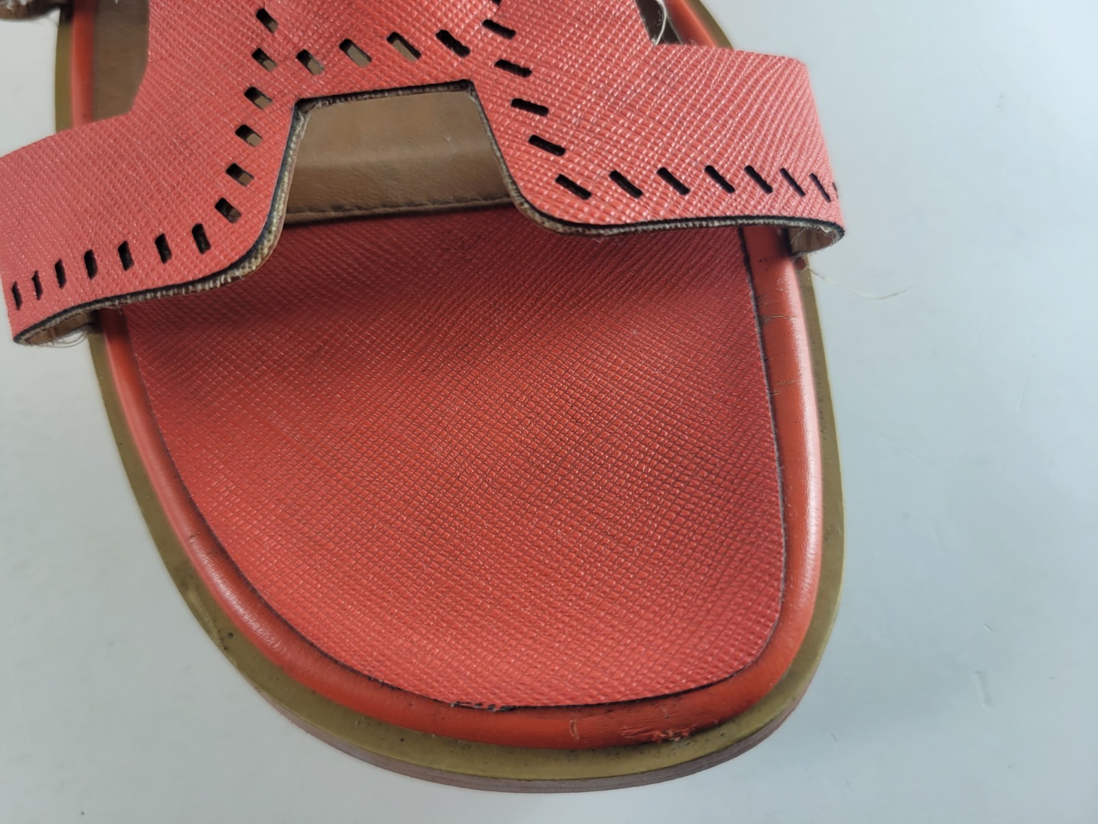 Hermes Patent Epsom Perforated Oran Sandals Woman’s Size 38 (About 8 US)