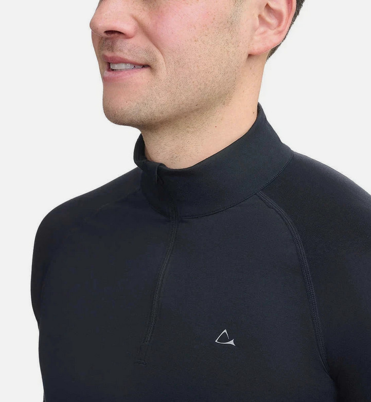 Paradox Mens Large 1/4 Zip Merino Wool Blend Base Layer Top – Black