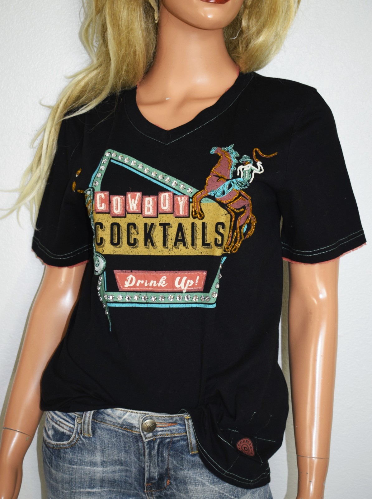 DOUBLE D RANCH Cowboy Cocktails Embroidered Top X Large
