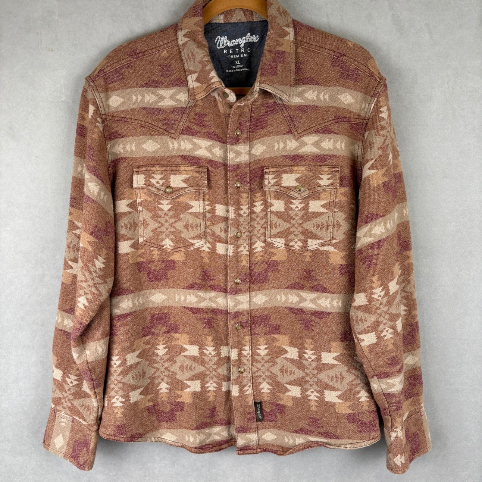Wrangler Retro Premium Mens XL Snap Shirt Jacket Long Sleeve Southwestern Cowboy