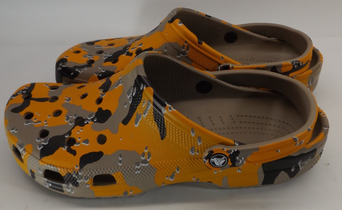 Mens 13 Crocs Classic Clog Shoes Duck Camo Classic Orange Tan Black White