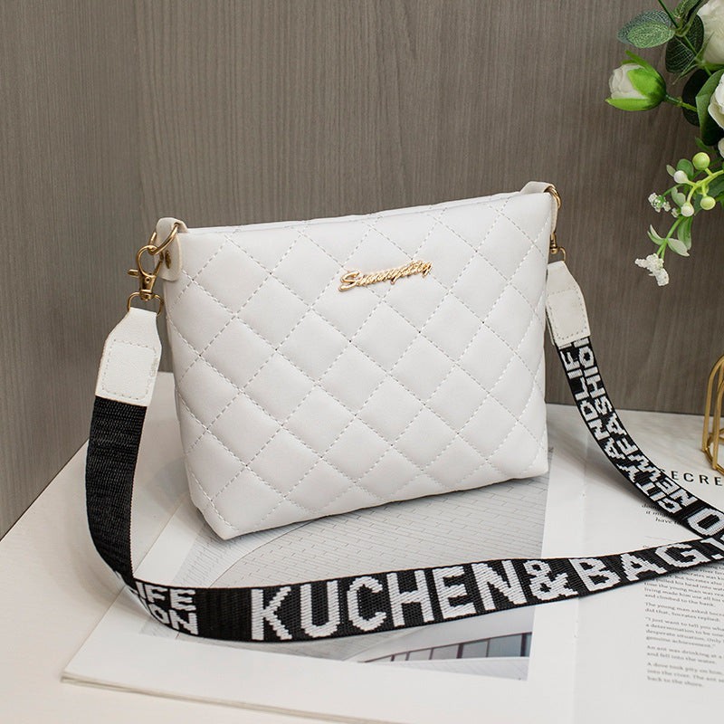 Women’s Quilted Crossbody Bag Black, Zip Closure, Detachable Adjustable Strap
