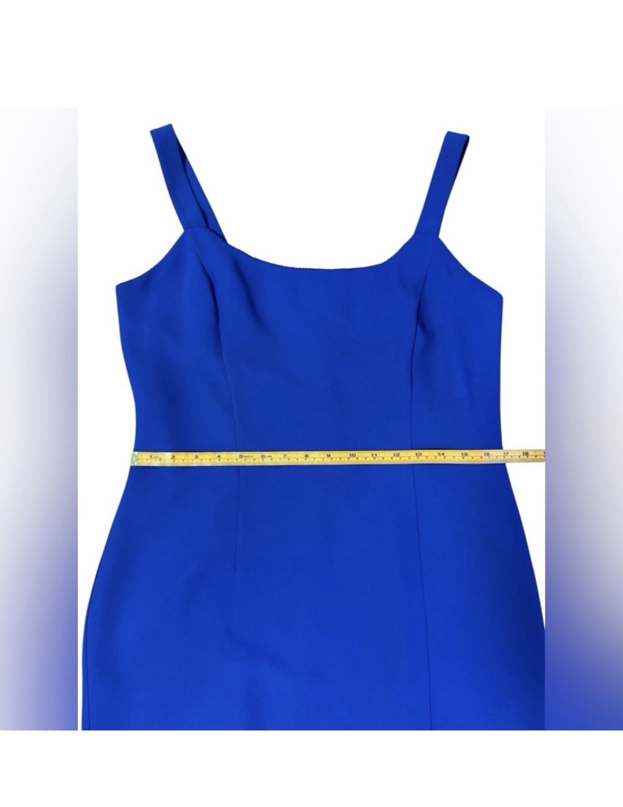 J.R. Nites by Caliendo Blue Maxi Dress Square Neck Lined Side Slit Zip 12