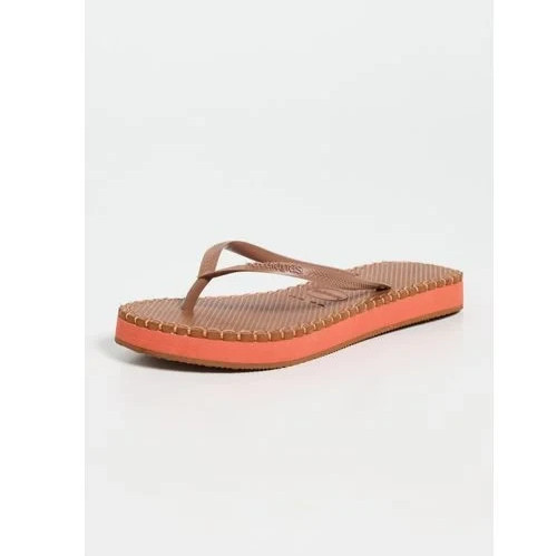 NWT Havaianas Youth Slim Flatform Loop Flip Flops, Rust BROWN , 3/4Y