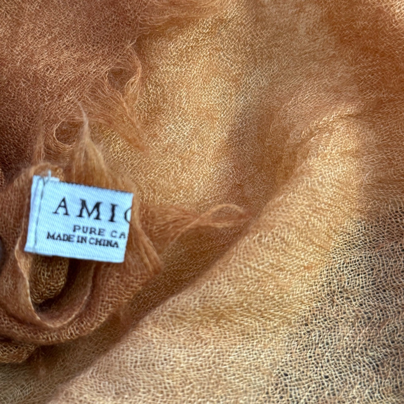Amicale Pure Cashmere Ombre Scarf Wrap Dip Dye Fringed Edge Lightweight Soft