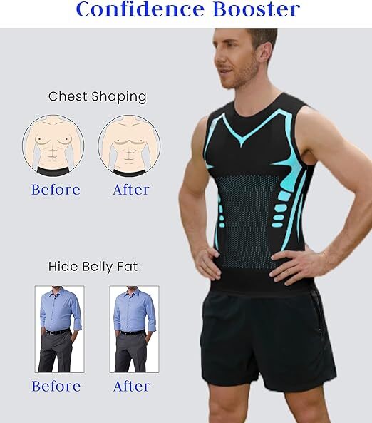 Men Compression Shirt Version Ionic Shaping Sleeveless Vest Tank Top S-2XL