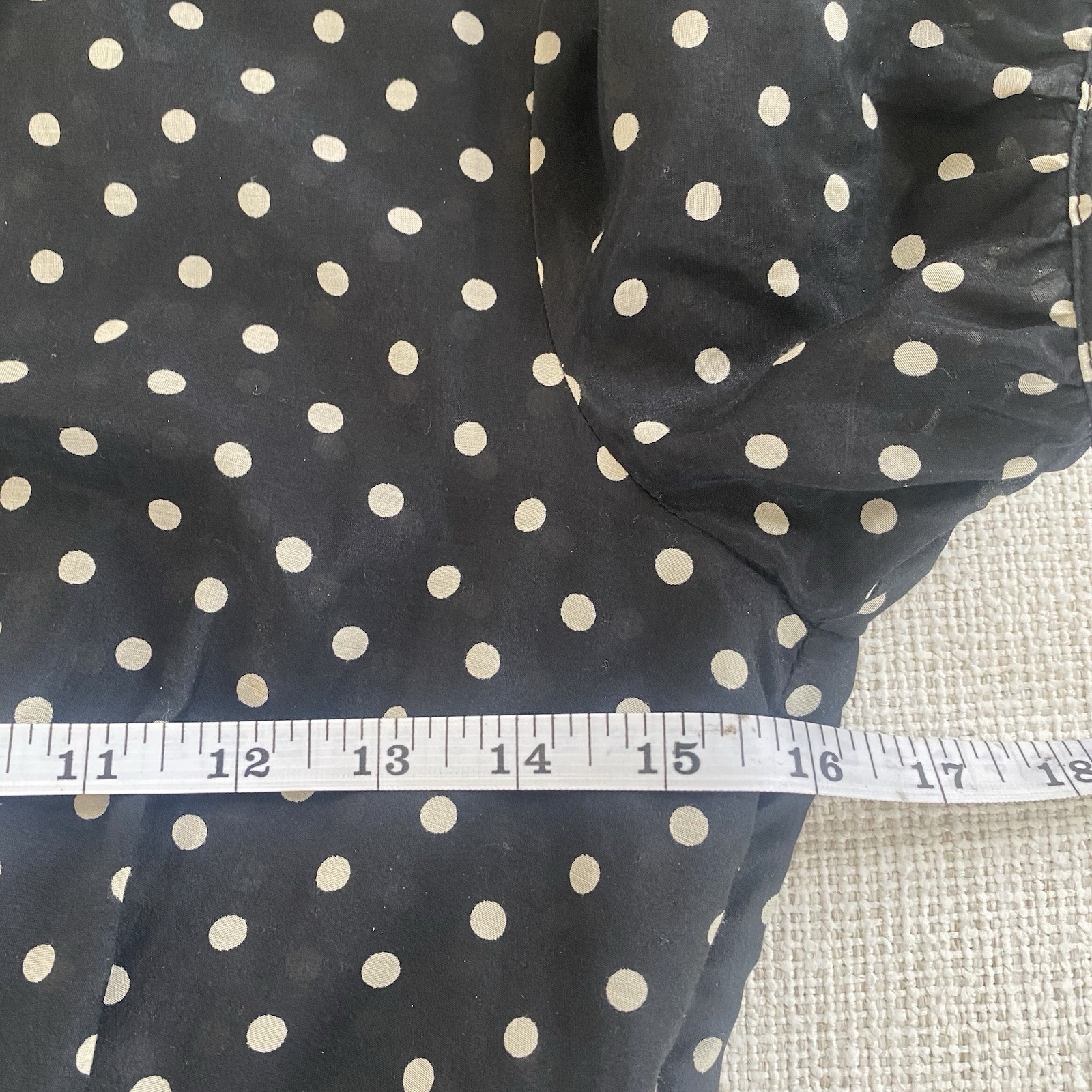 Vintage Polka Dot Dress Black Cream Silk Blend Retro Pin Up Rockabilly Fit Flare