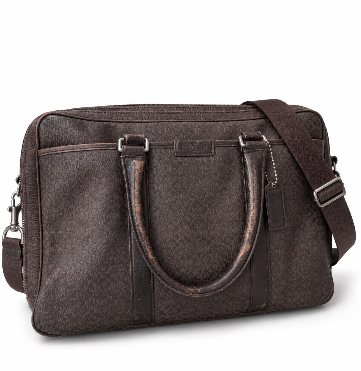 Patina vibe Coach Briefcase Brown CC Monogram Print PVC Messenger Bag unisex