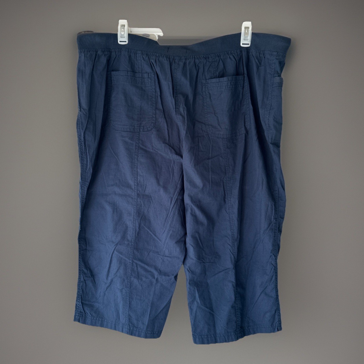 Capri Pants Joggers Women Casual BOHO Navy Blue 100% Cotton Size 22￼