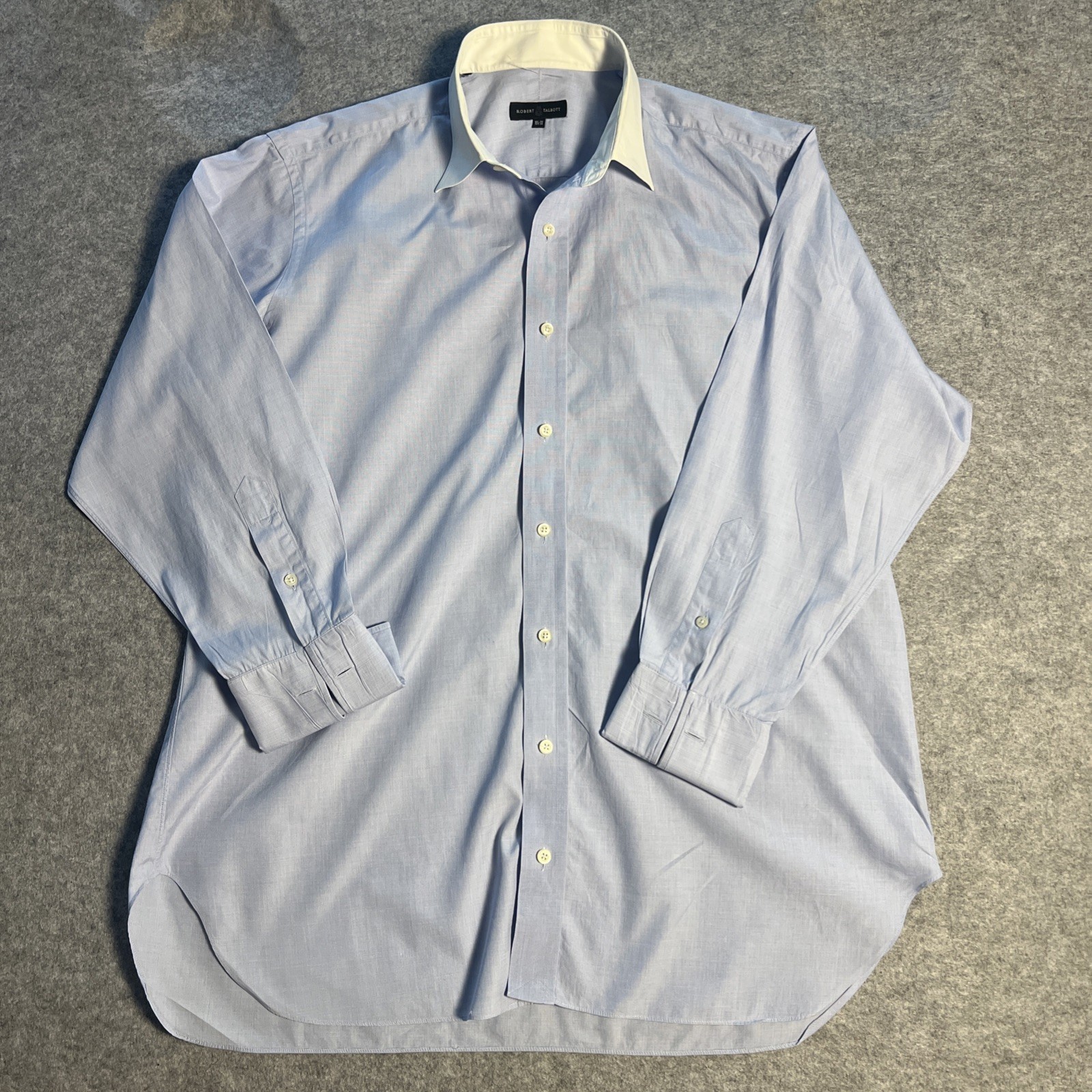 Robert Talbott Dress Shirt Mens 16-1/2/33 Blue White Collar