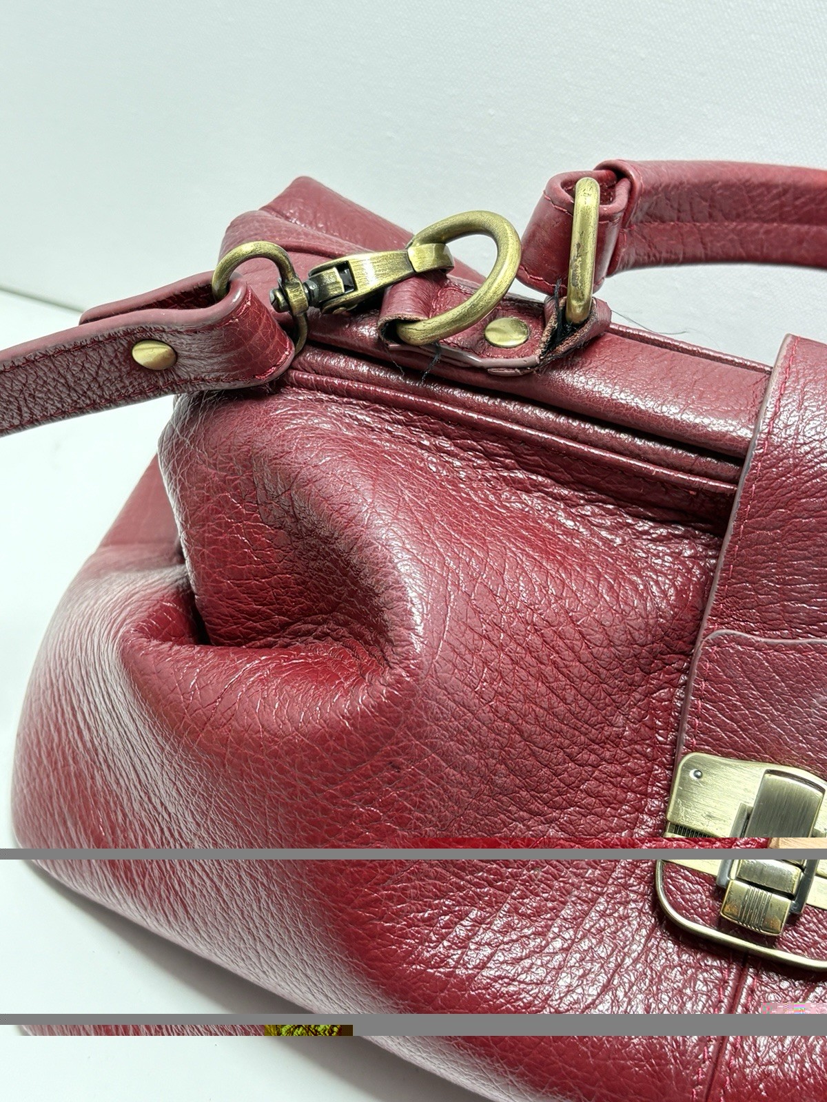 Ameri Leather Hillary Crossbody Red Bag W/ Handle Doctor Bag 13” X 6.75. 6.75