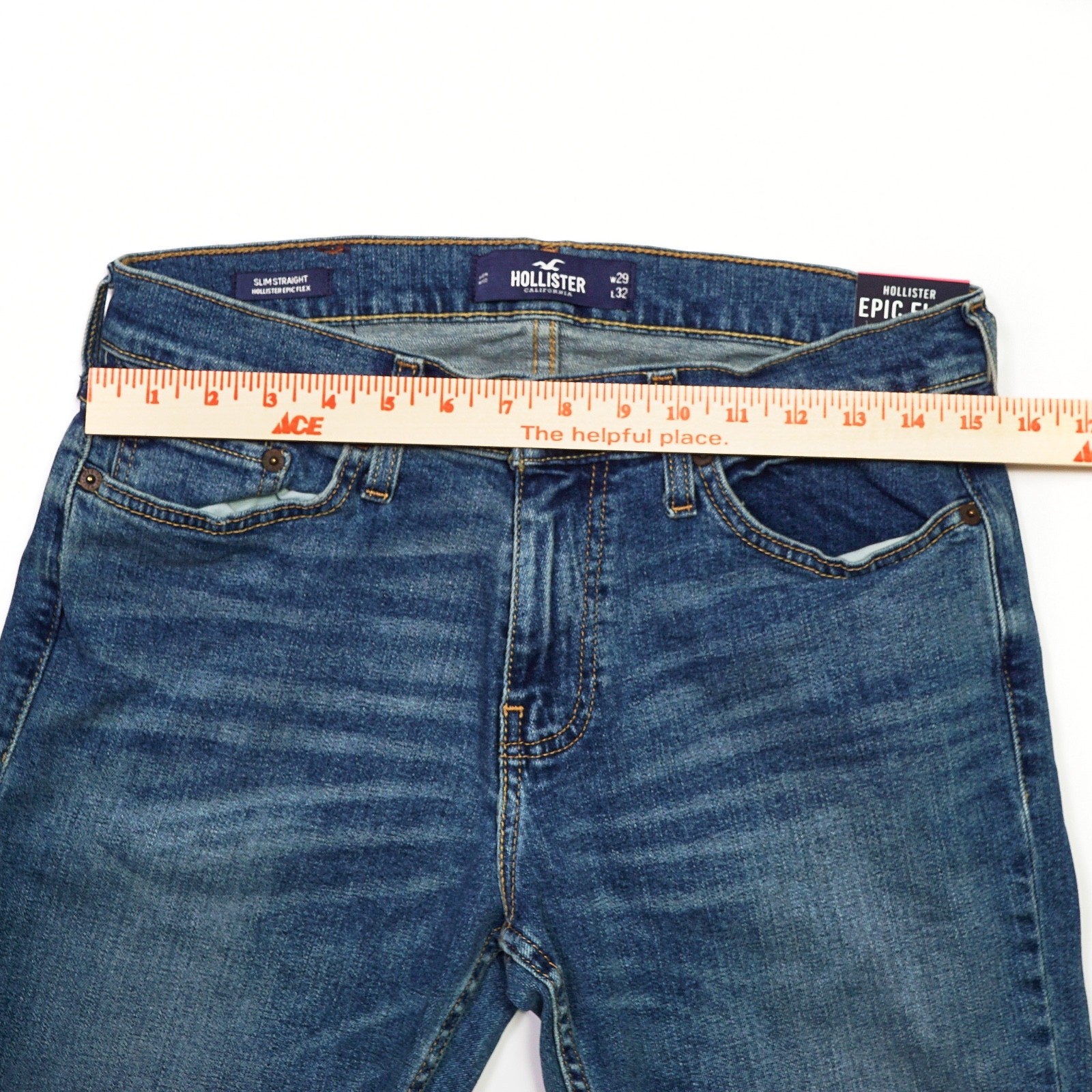 Hollister Epic Flex Slim Straight Jeans Mens 29×32 NWT New Medium Wash Stretch
