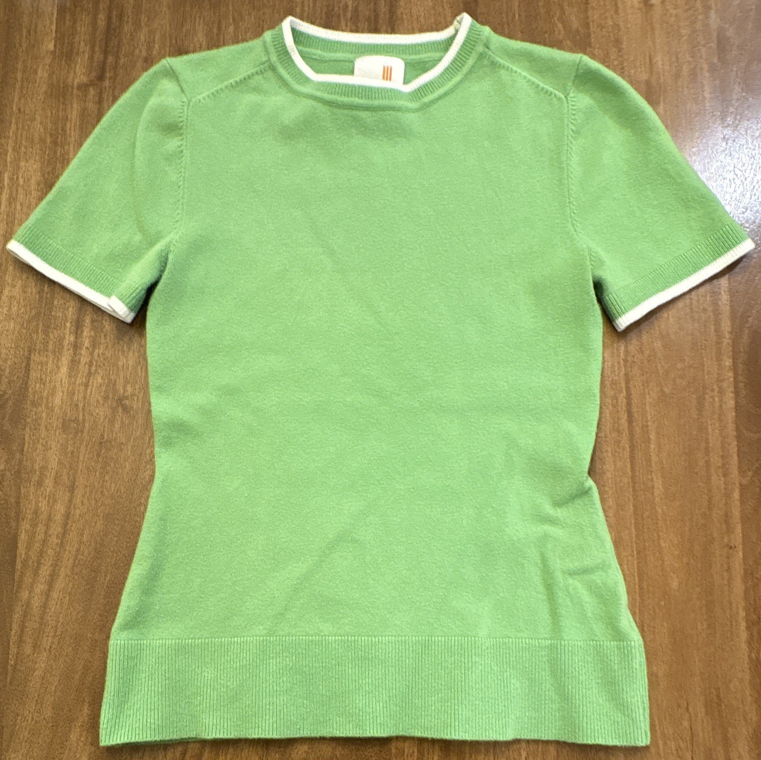 JoosTricot Silk Blend Green Knit Crew Neck Short Sleeve Pullover Sweater M