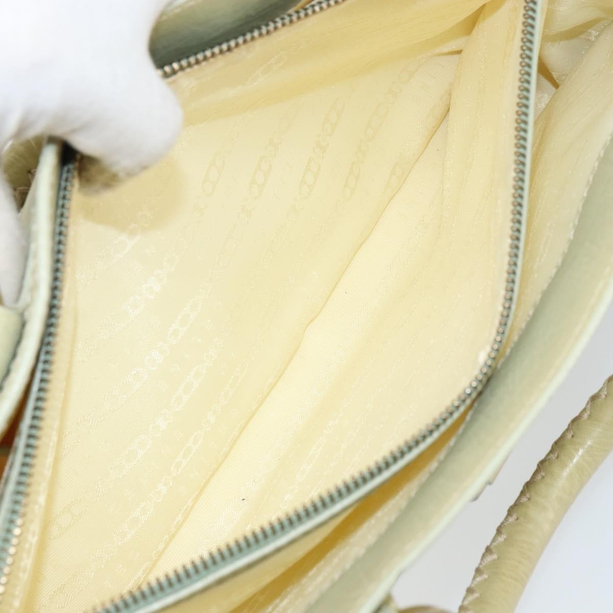 CELINE Boogie Hand Bag Leather Green Gold Auth BA9733