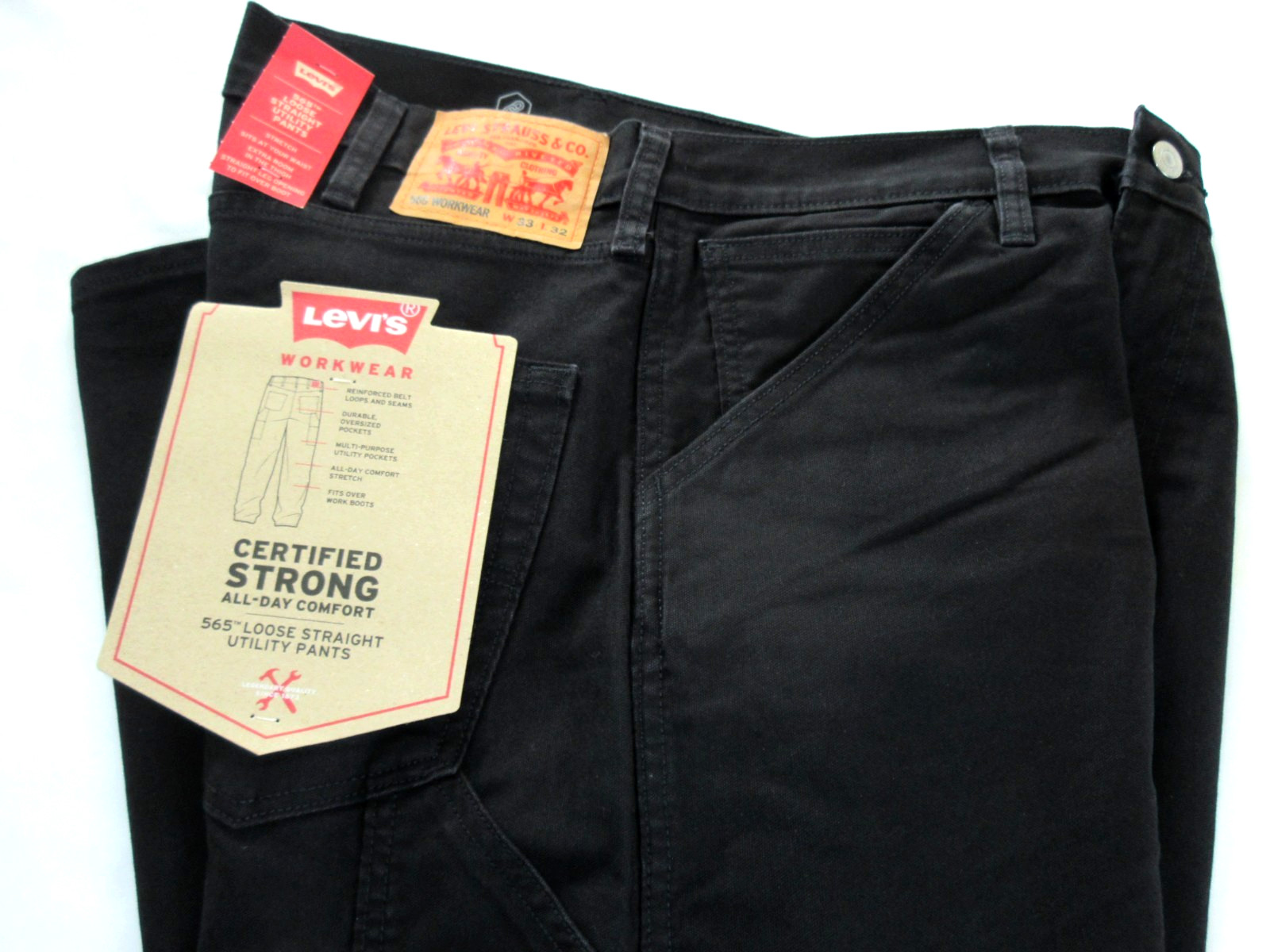 Levi’s Workwear Men’s 565 Loose Straight Fit Canvas Utility Pants Black NWT