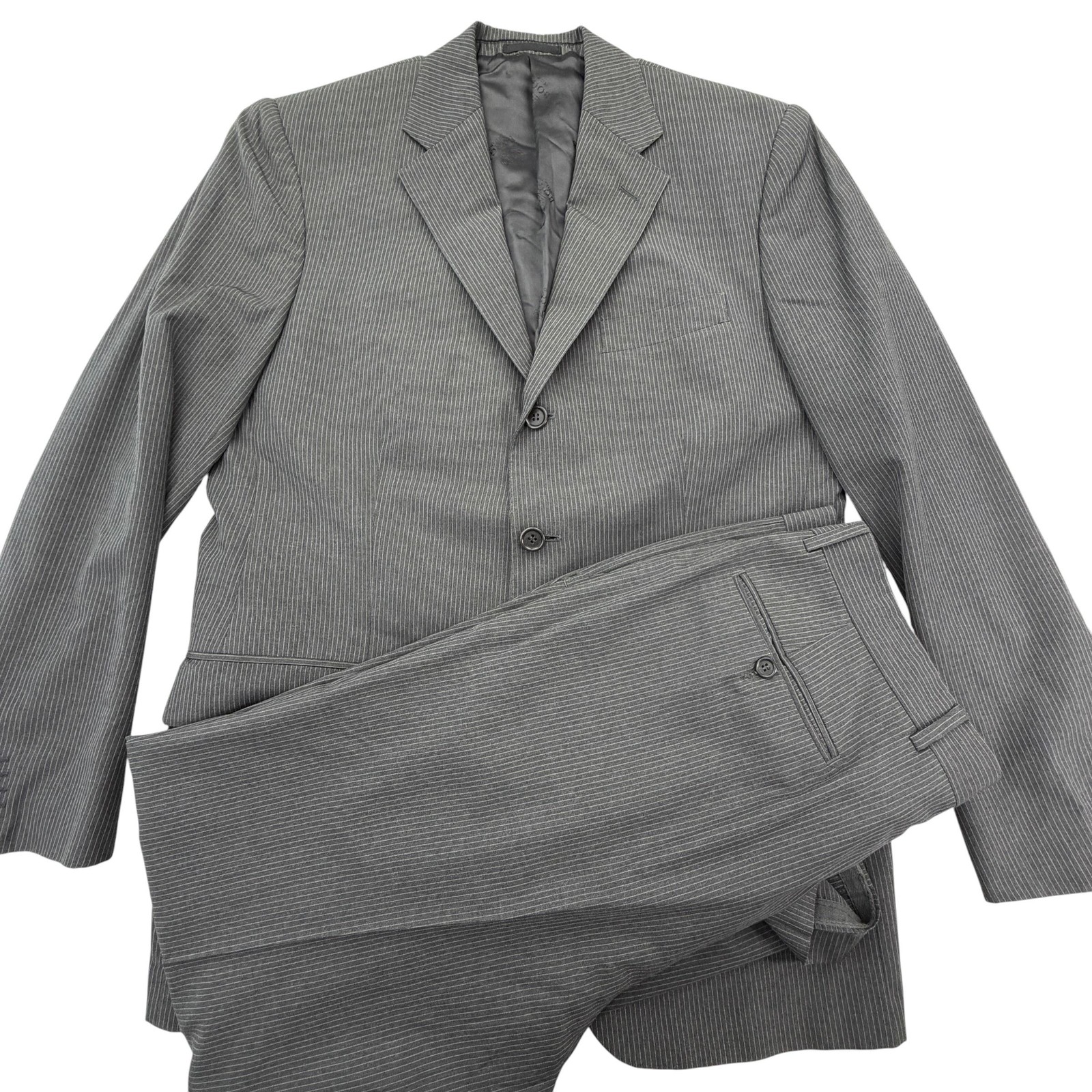 Boggi Milano Suit Mens IT 52 US 42 Gray Pinstripe Wool 2 Piece 36×32 Pants Italy