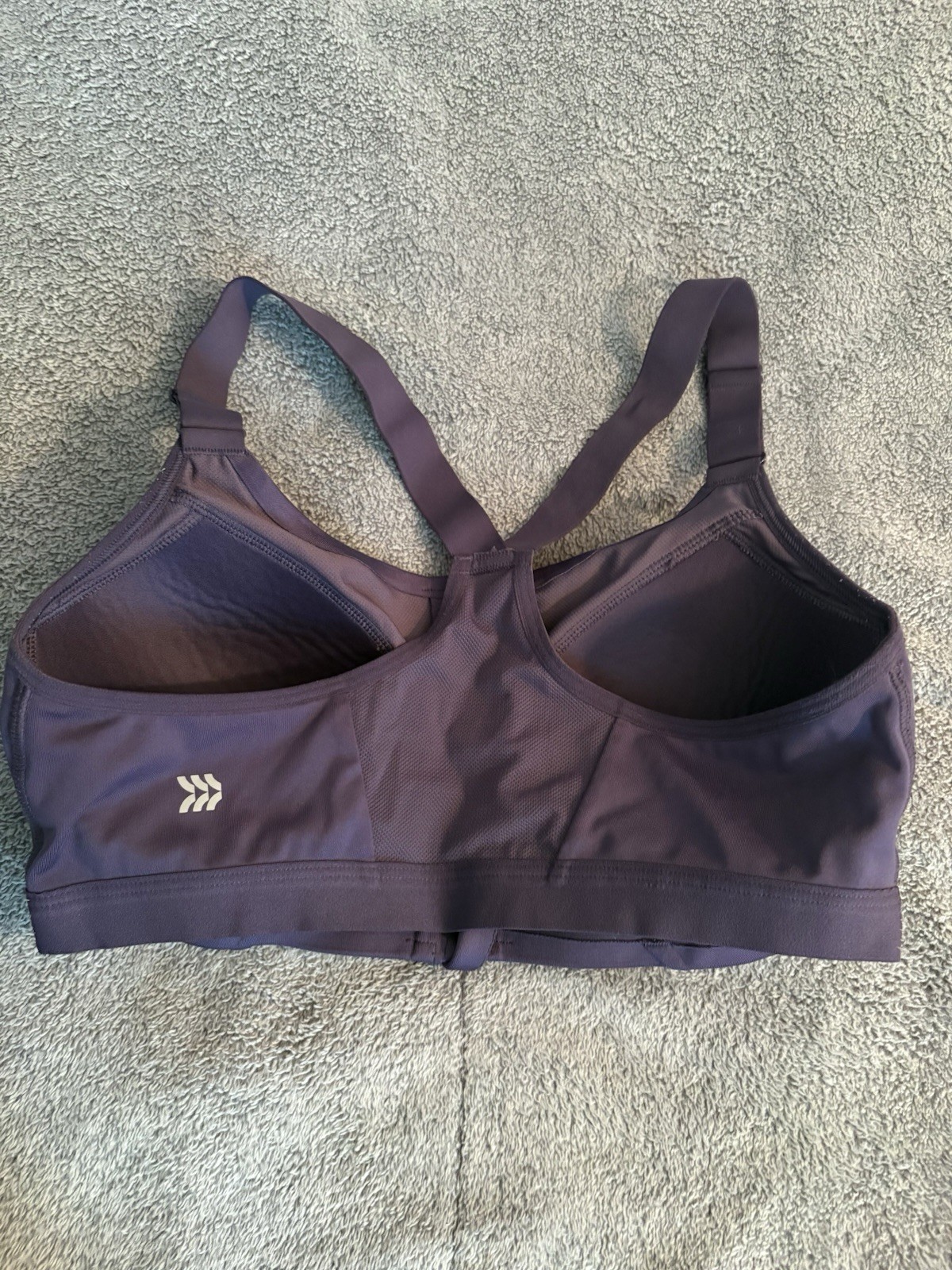 All In Motion Purple Sports Bra 36B Front Zipper Adjustable Straps Padded