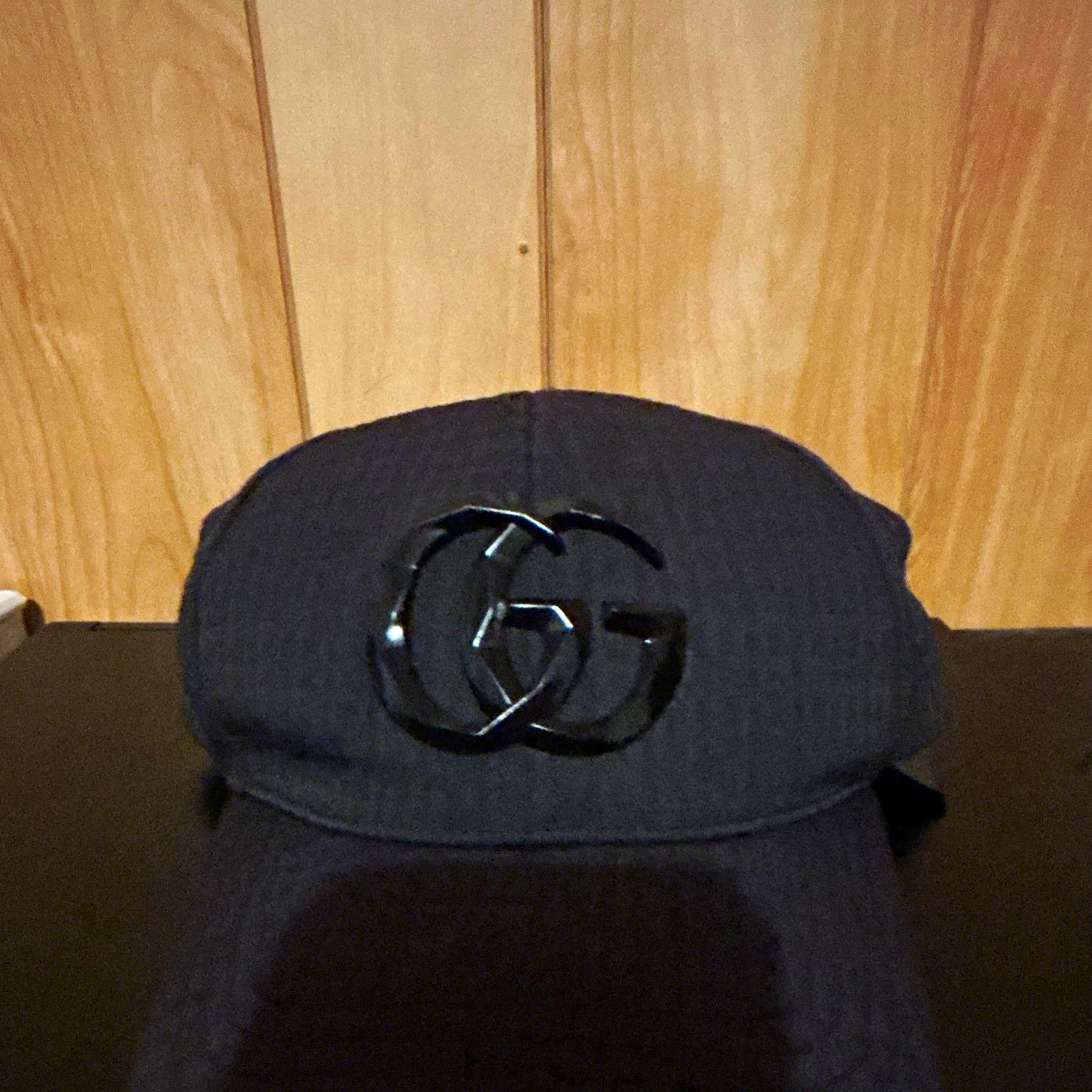 Gucci GG Logo Black Men’s Size S Baseball Cap Hat Adjustable Designer