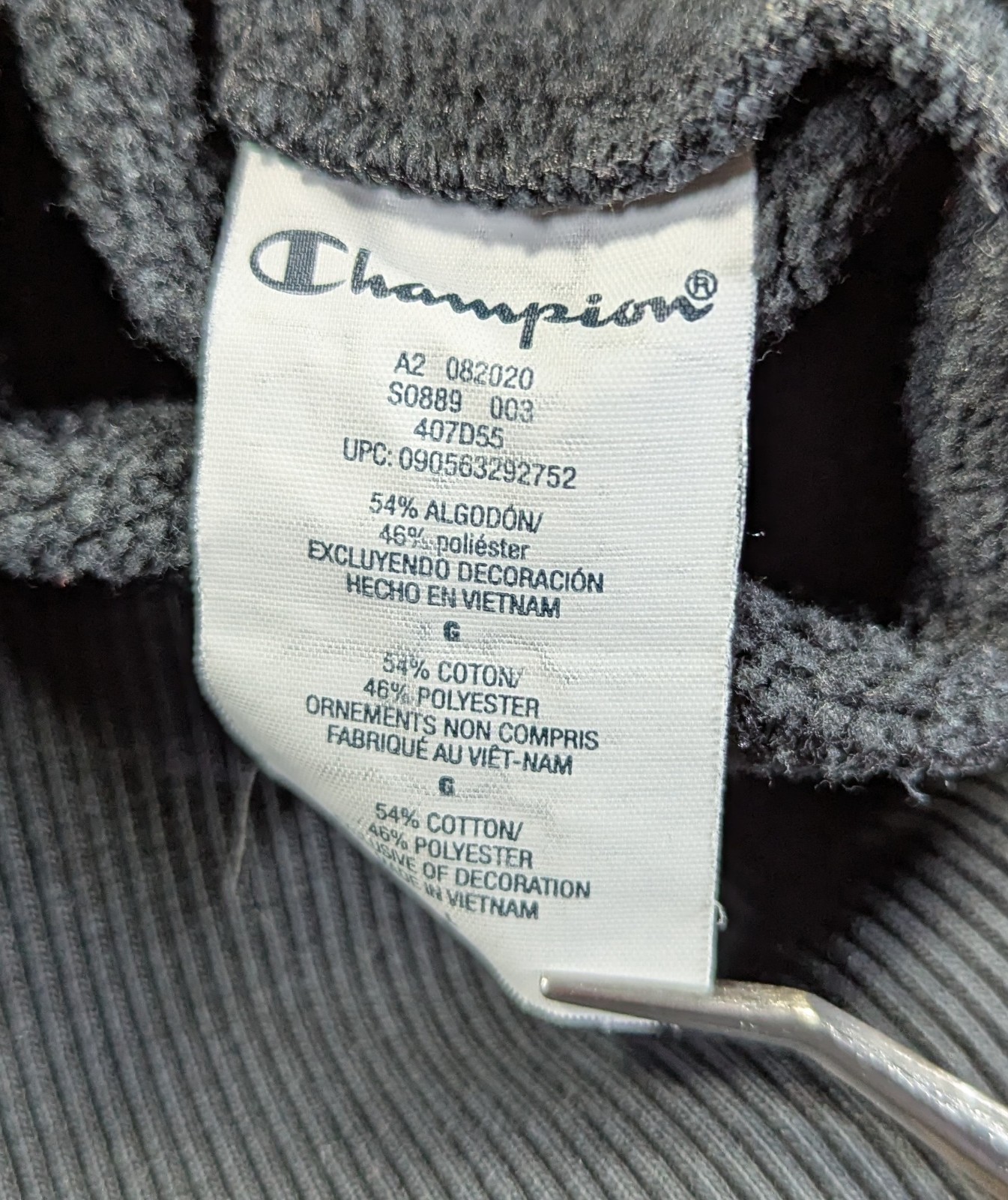 Champion Powerblend Fleece Pullover Hoodie Mens L Black Cotton Kangaroo Pocket