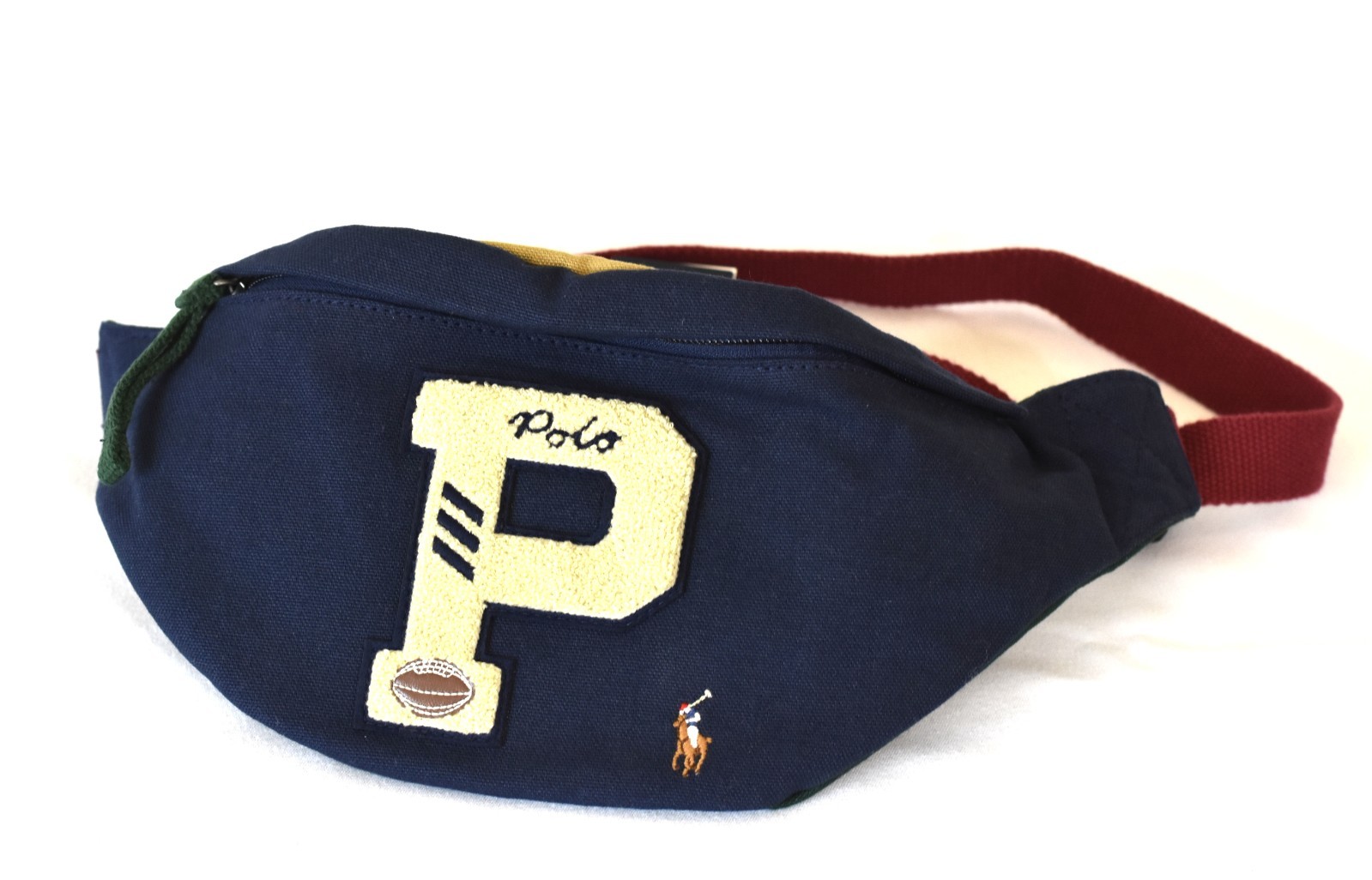 Polo Ralph Laure Unisex Letterman “P” Canvas Waistpack Fanny Pack NWT