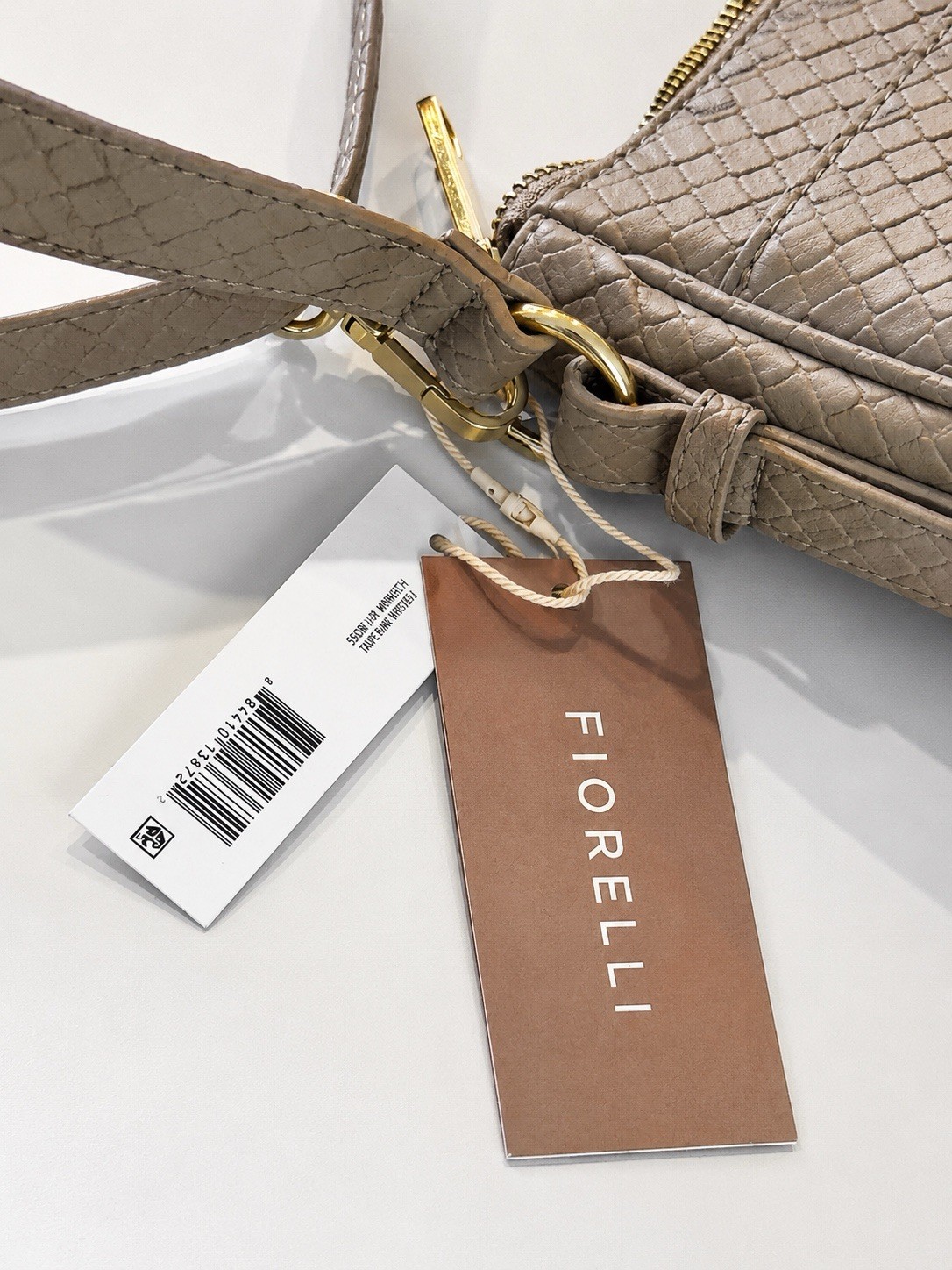 Fiorelli Women’s Taupe Mini Crossbody Bag Zip Detachable Strap Pockets Gold