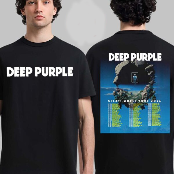 Deep Purple Splat World Tour 2026 Schedule Dates 2 Sided T-Shirt