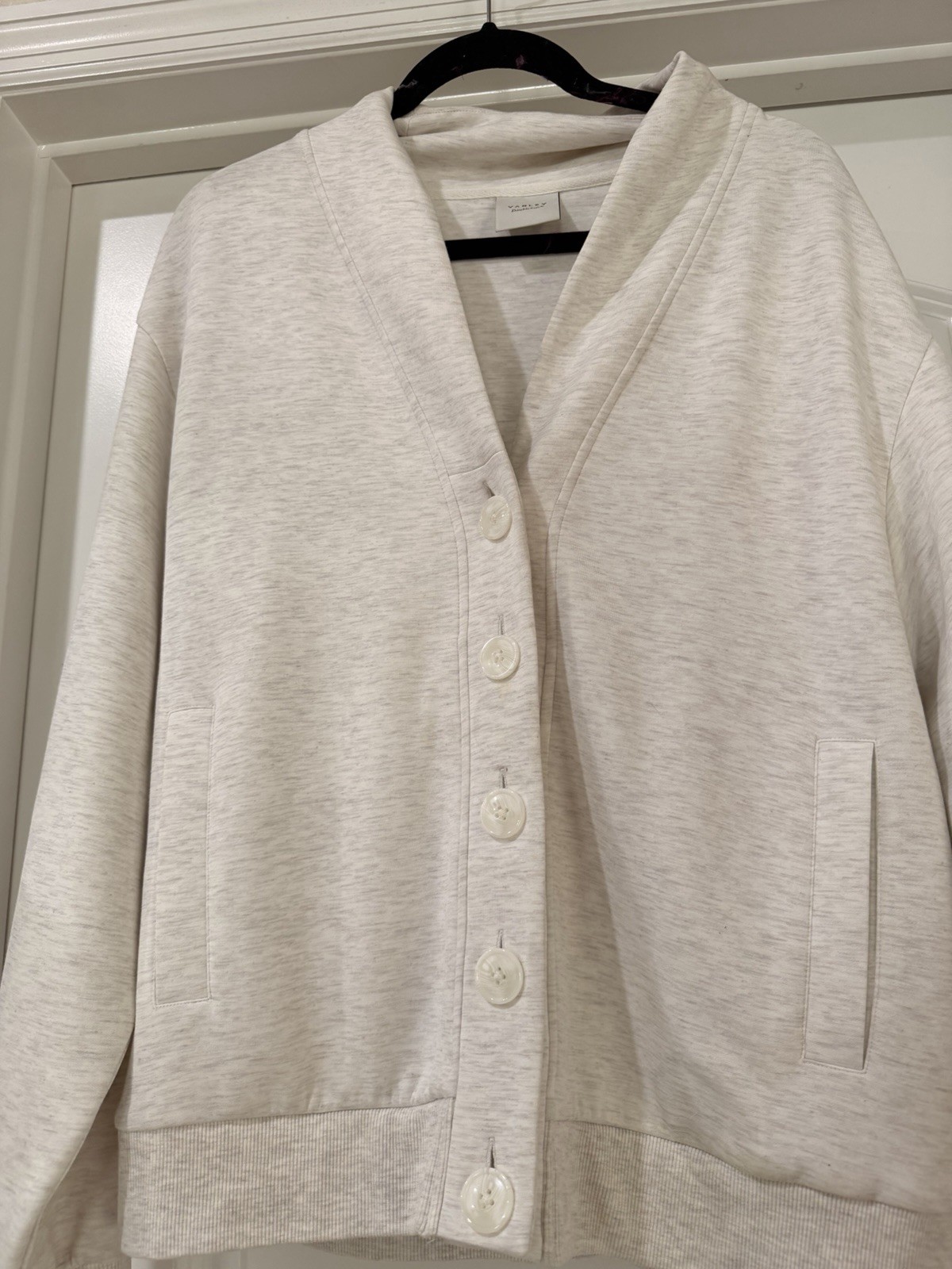 Varley Celeste DoubleSoft Button Through Sweatshirt Cardigan Oatmeal Large L