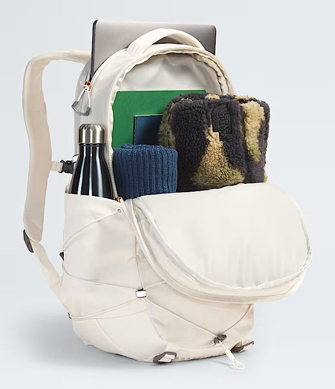 The Northface Women’s Borealis Luxe Backpack – Gardenia White/Burnt Coral Metal