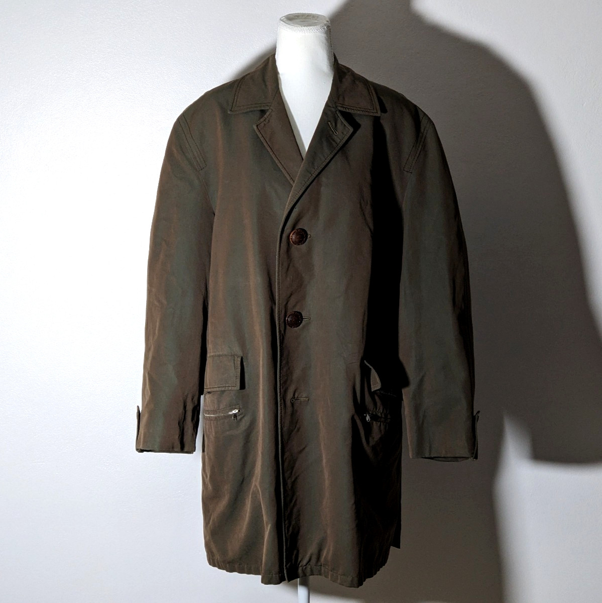 Vintage German Hettlage Valmeline Olive Overcoat Raincoat Mac Coat Mens L