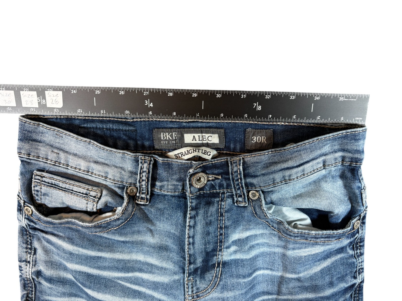 Buckle BKE Alec Slim Fit Jeans Mens 30 Blue Denim Stretch Low Rise Straight Leg