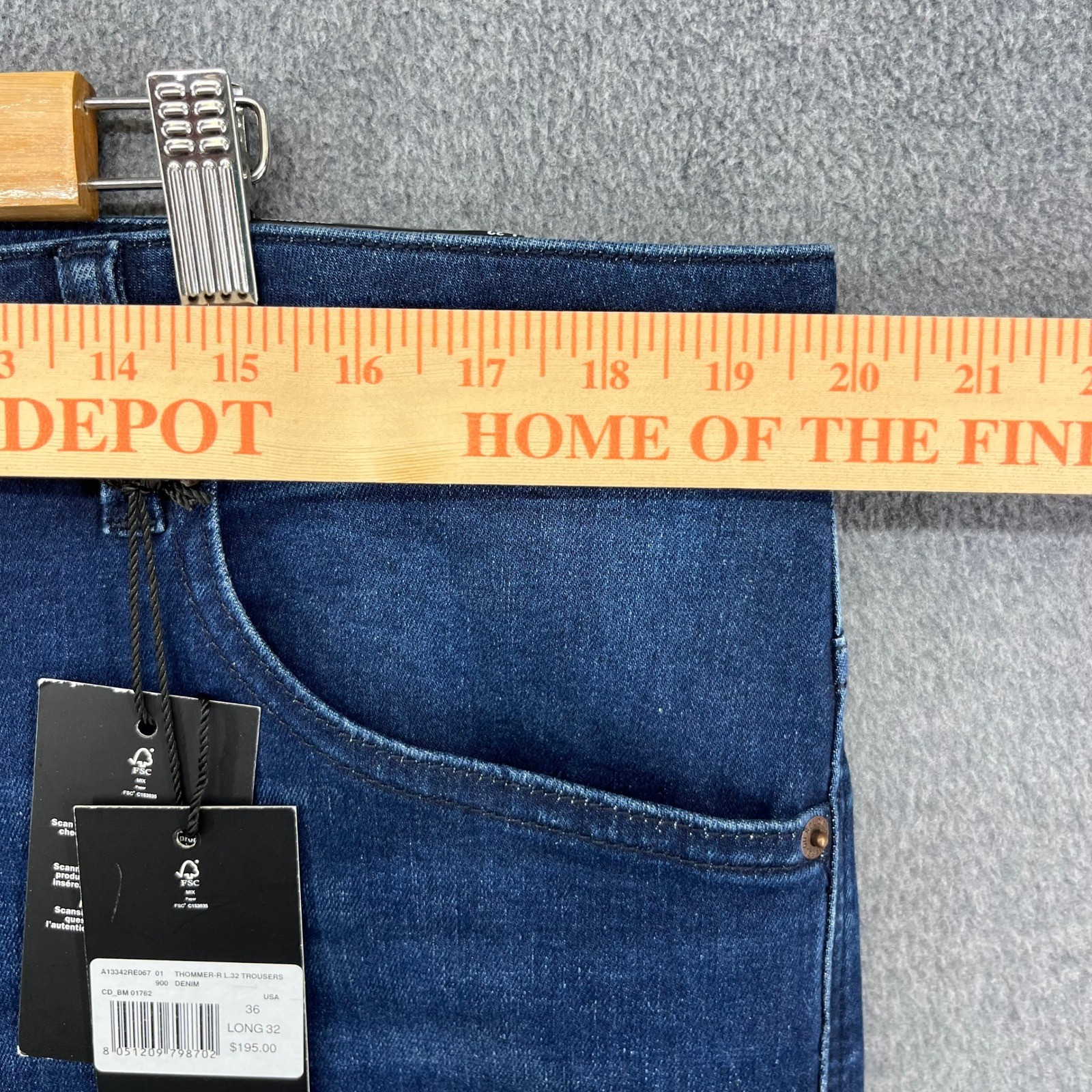 Diesel Thommer-R Slim Jeans Mens 36×32 Dark Blue Wash Stretch Denim Trousers NEW