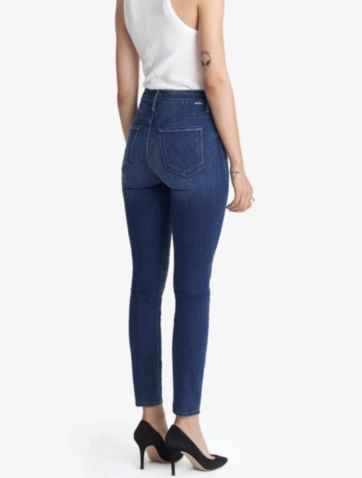 Mother Blue Jeans High Waisted Looker Ankle in The Road to Paradise Size 27